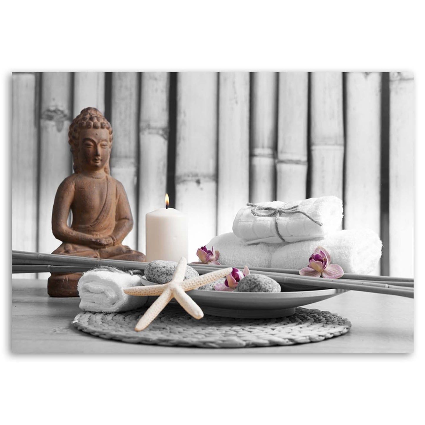 Deco panel, Buddha with candle, 1-panel