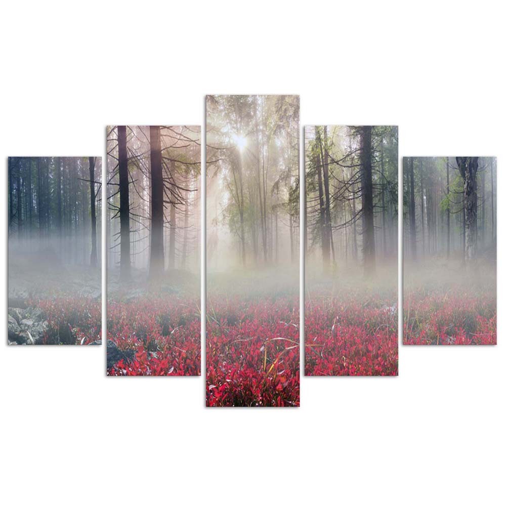 Deco panel, Mist over a glade, 5-panel