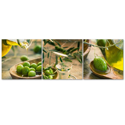 Deco panel, Olive oil and green olives, 3-part