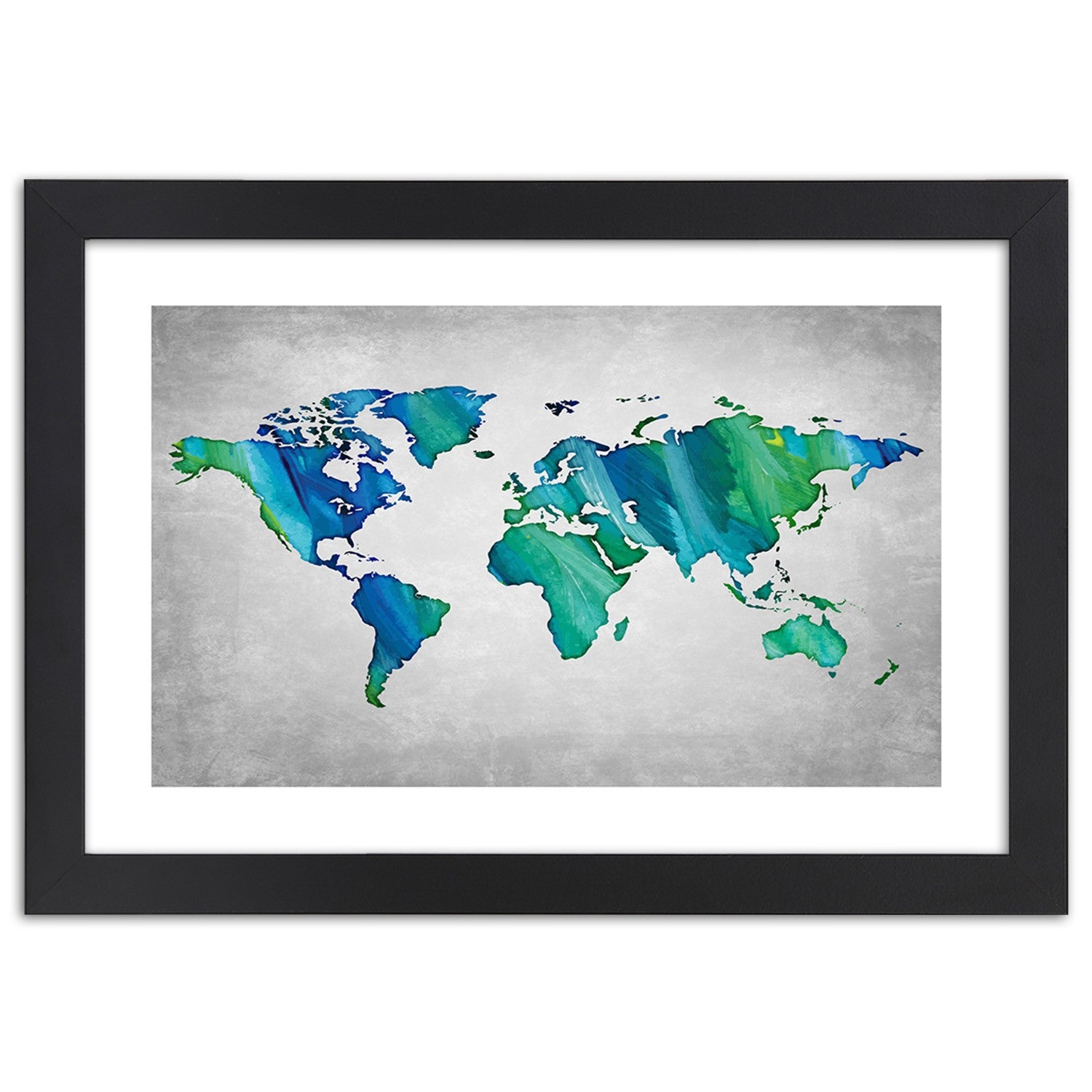 Picture in frame, Coloured world map on concrete