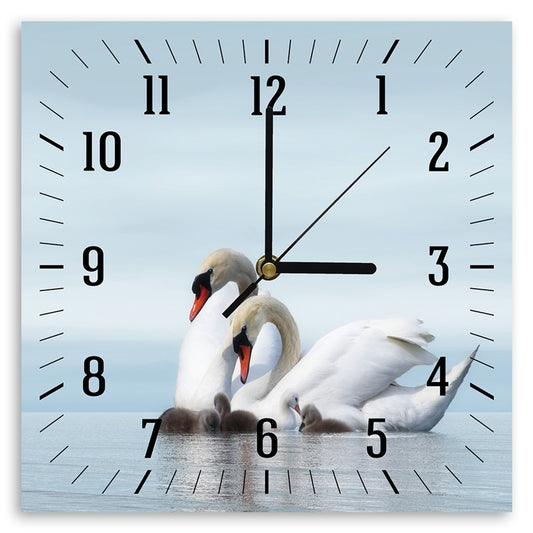 Wall clock, Family of swans