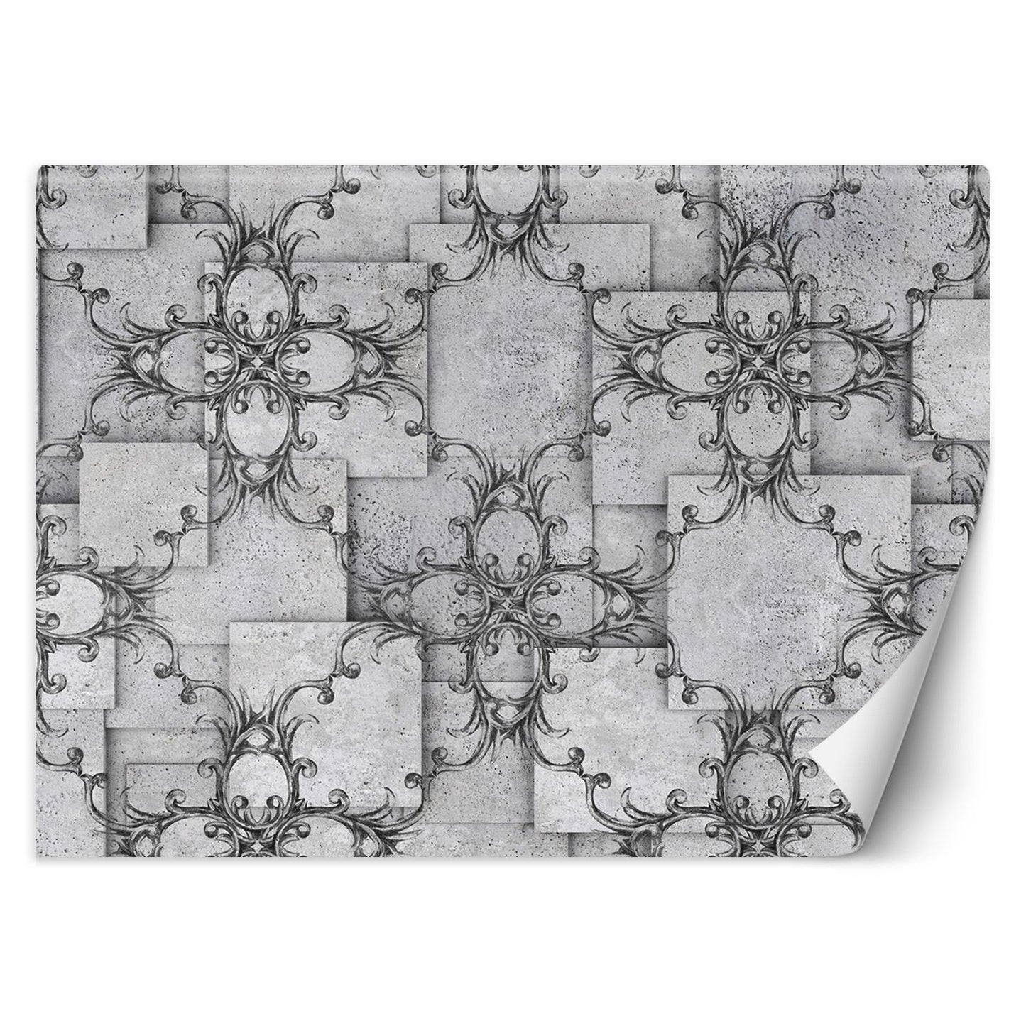 Wallpaper, Oriental pattern on grey background