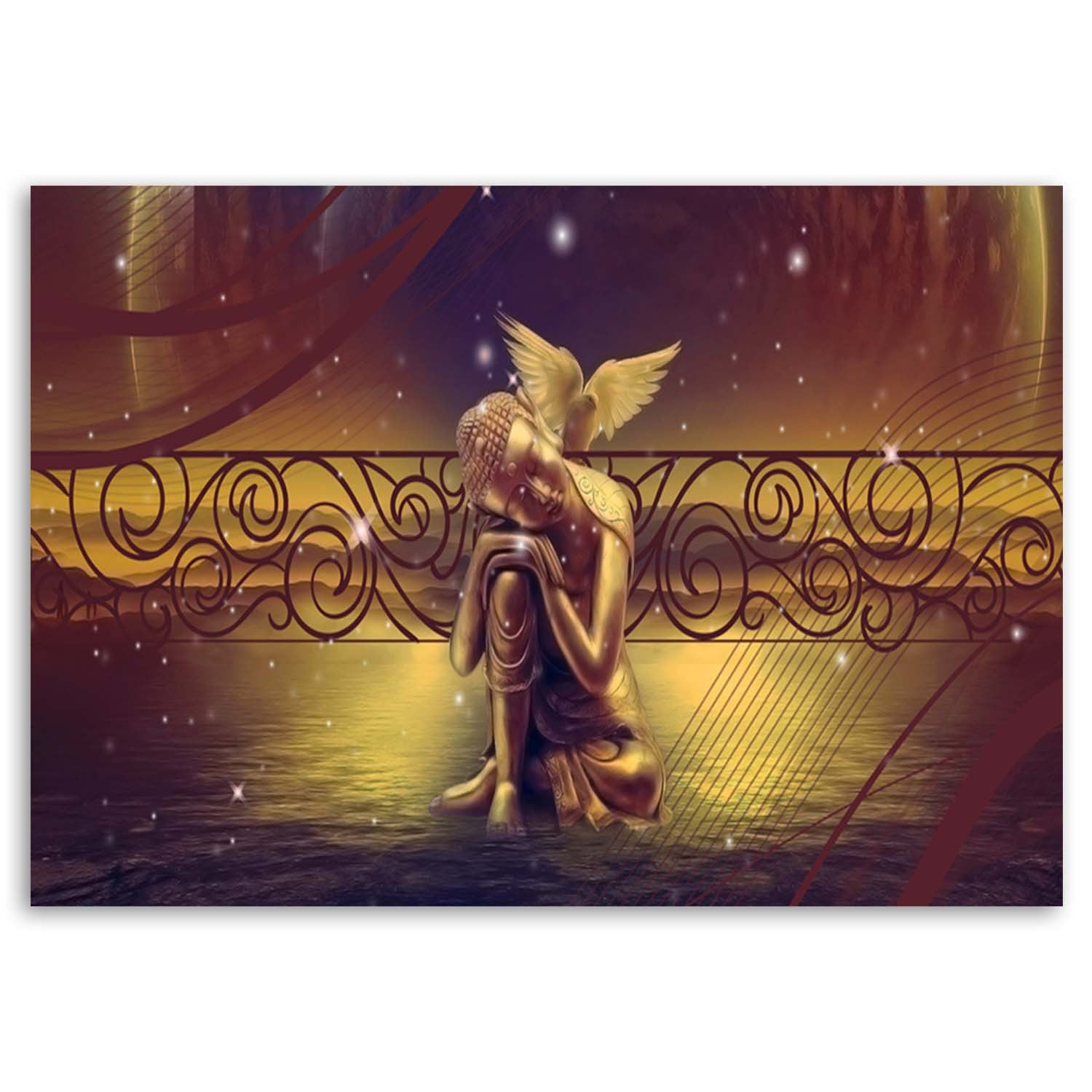 Deco panel, Buddha with a bird, 1-panel
