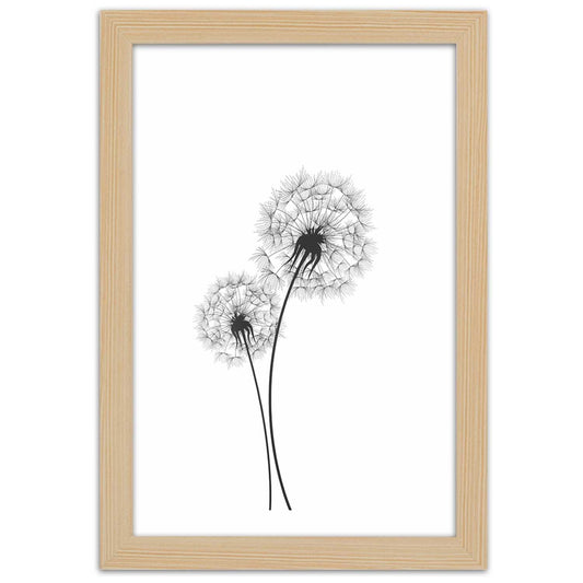 Picture in frame, Drawn two dandelions