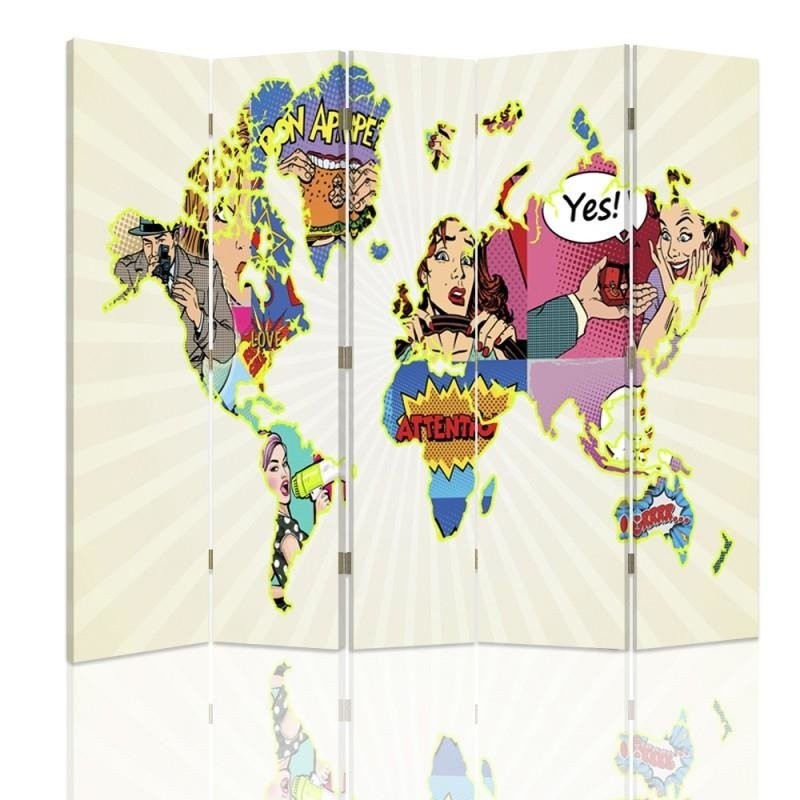 Room divider, Pop Art World Map