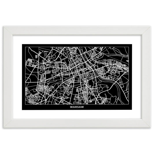 Picture in frame, City plan warsaw