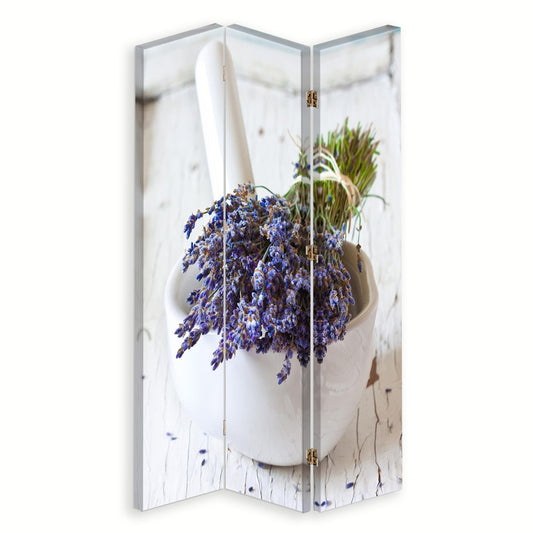 Room divider, Bouquet of lavender and mortar