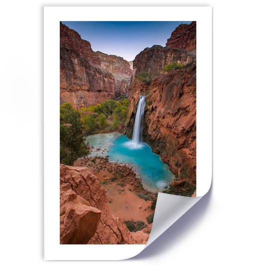 Poster, Blue waterfall among the rocks