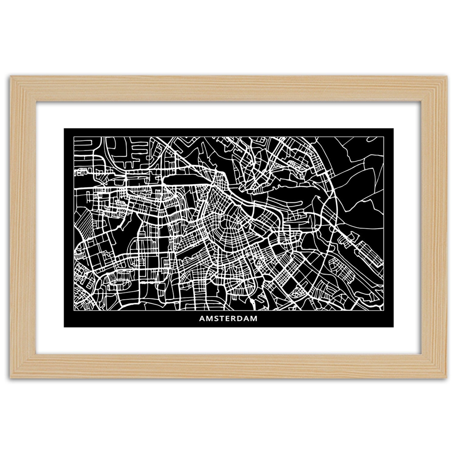 Picture in frame, City plan amsterdam