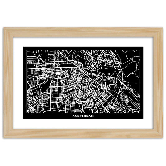 Picture in frame, City plan amsterdam