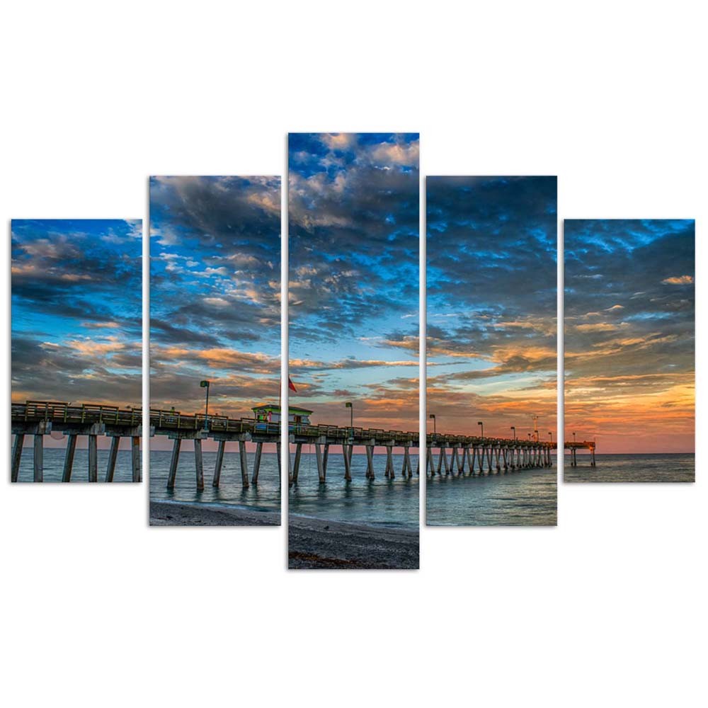 Deco panel, Sunset on the pier, 5-panel