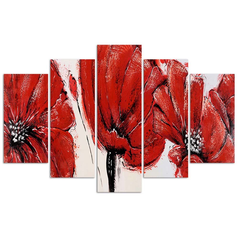 Deco panel, Red flowers, 5pc