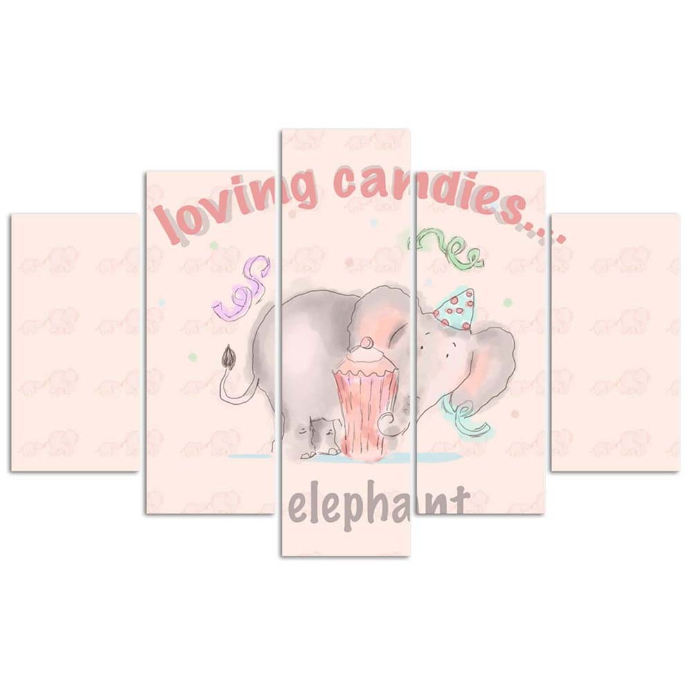 Deco panel, Loving candies elephant, 5-piece