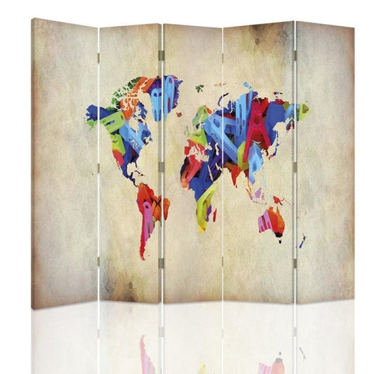 Room divider, Colorful World Map