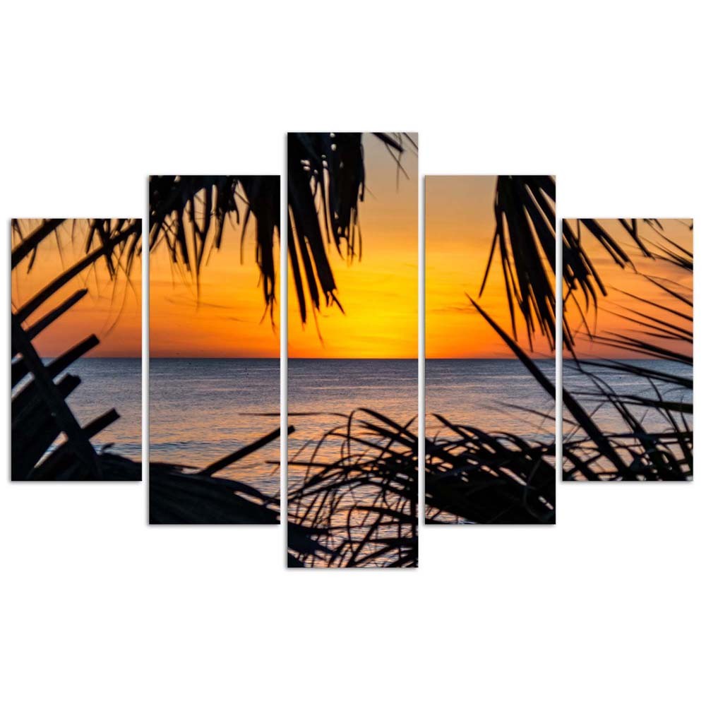 Deco panel, Sea at sunset, 5-panel