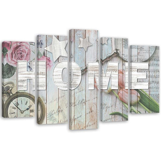 Canvas, Home plate in grey wood and flowers