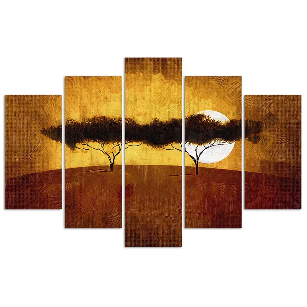 Deco panel, African trees, 5 part