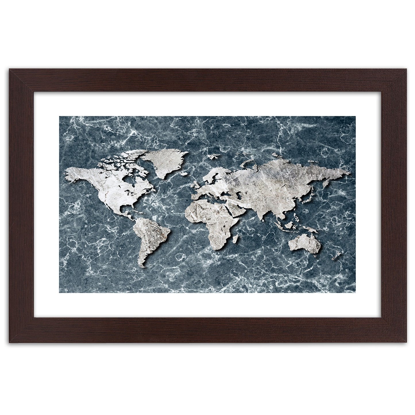 Picture in frame, World map on marble