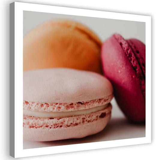Canvas, Three colourful macaroons
