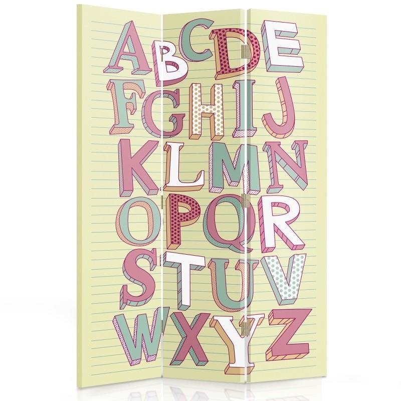 Room divider, Alphabet in pastels