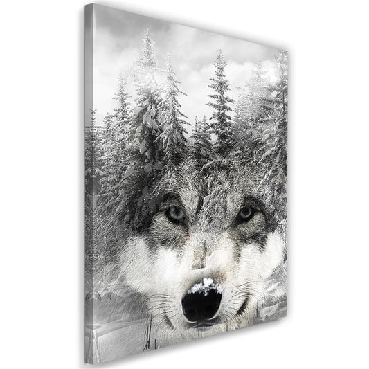 Canvas, Wolf in winter scenery