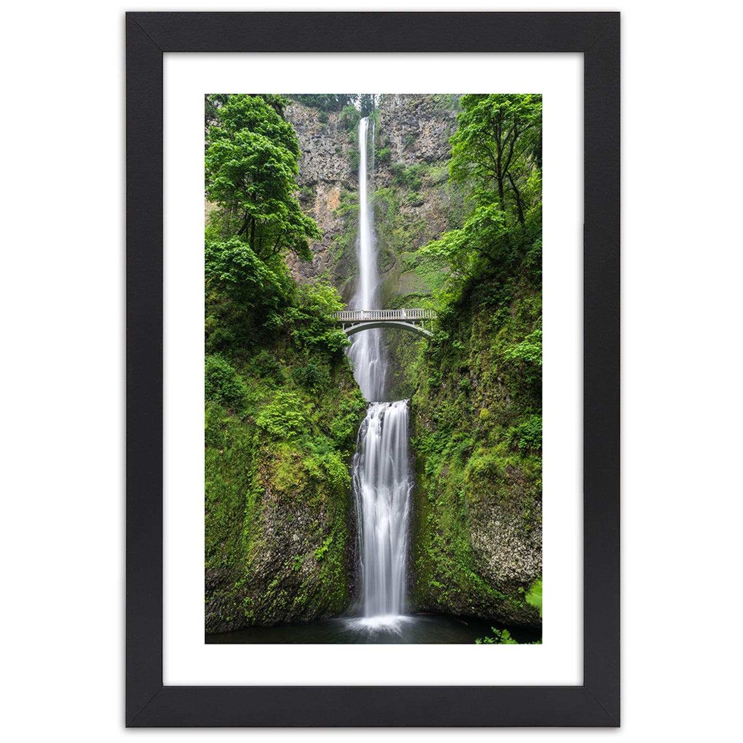 Picture in frame, Bridge over a waterfall