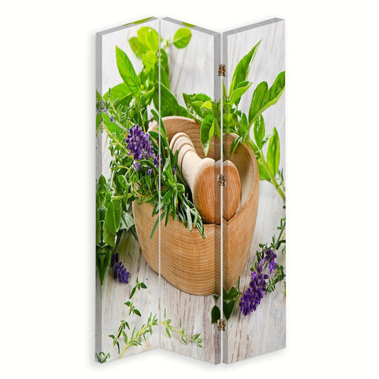 Room divider, Wooden mortar for herbs