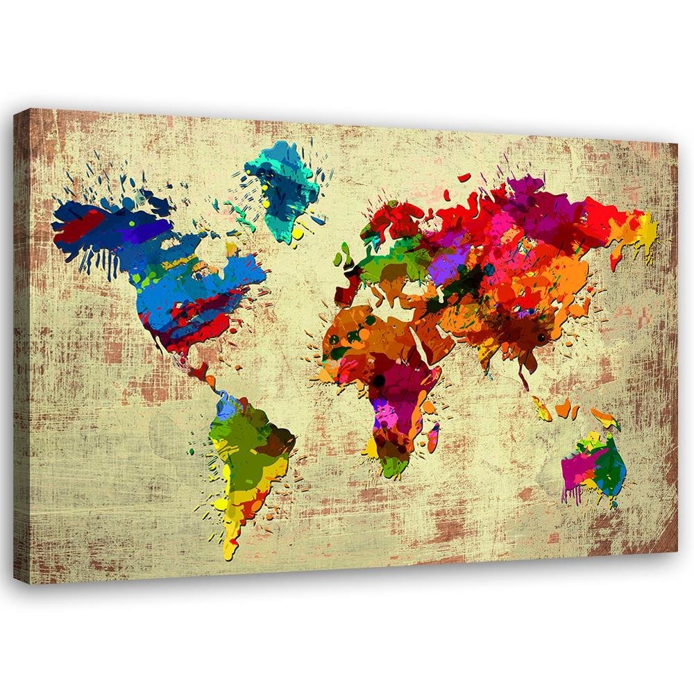 Canvas, World map in colour