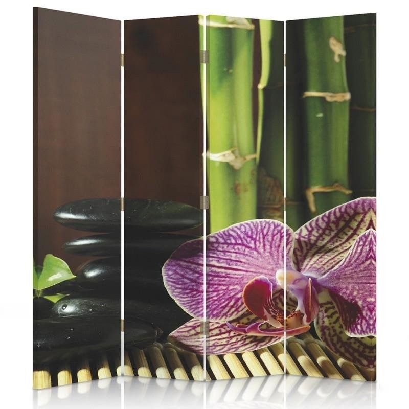 Room divider, Zen with pink orchid