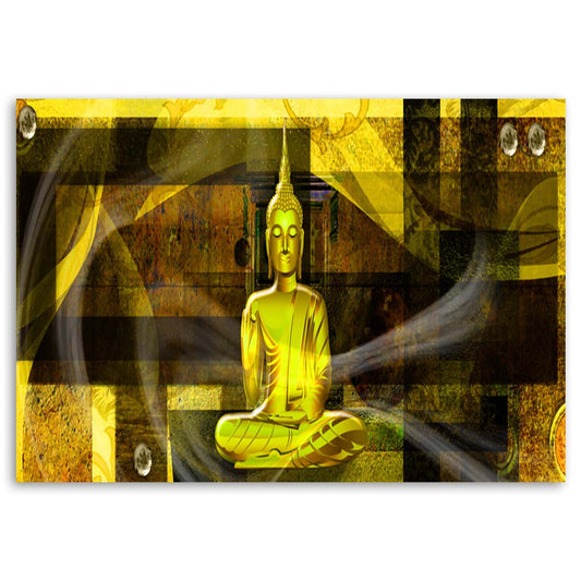 Deco panel, Buddha on geometric background, 1-panel