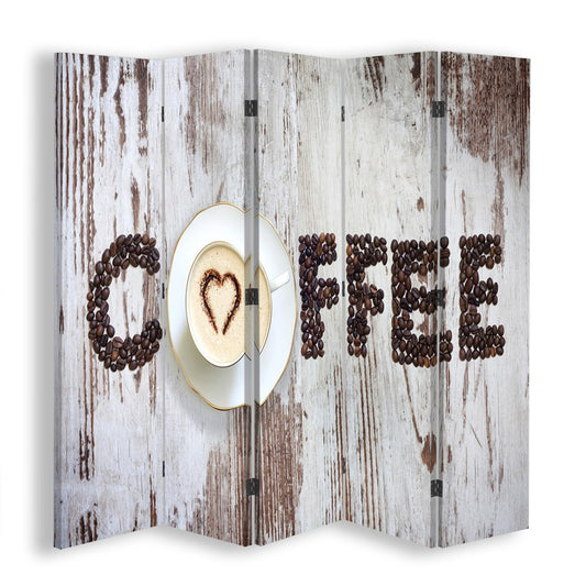 Room divider, Coffee inscription made of coffee beans