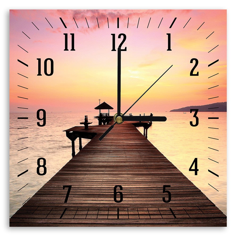 Wall clock, Bridge and sunset