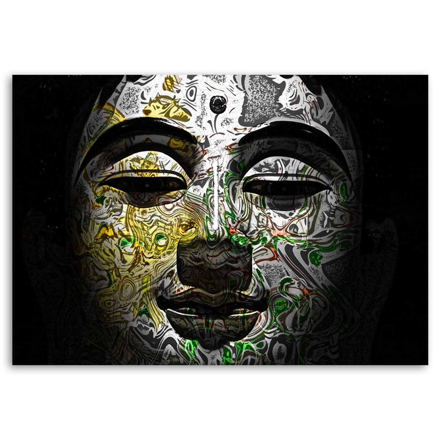 Deco panel, Buddha's face in patterns, 1-panel