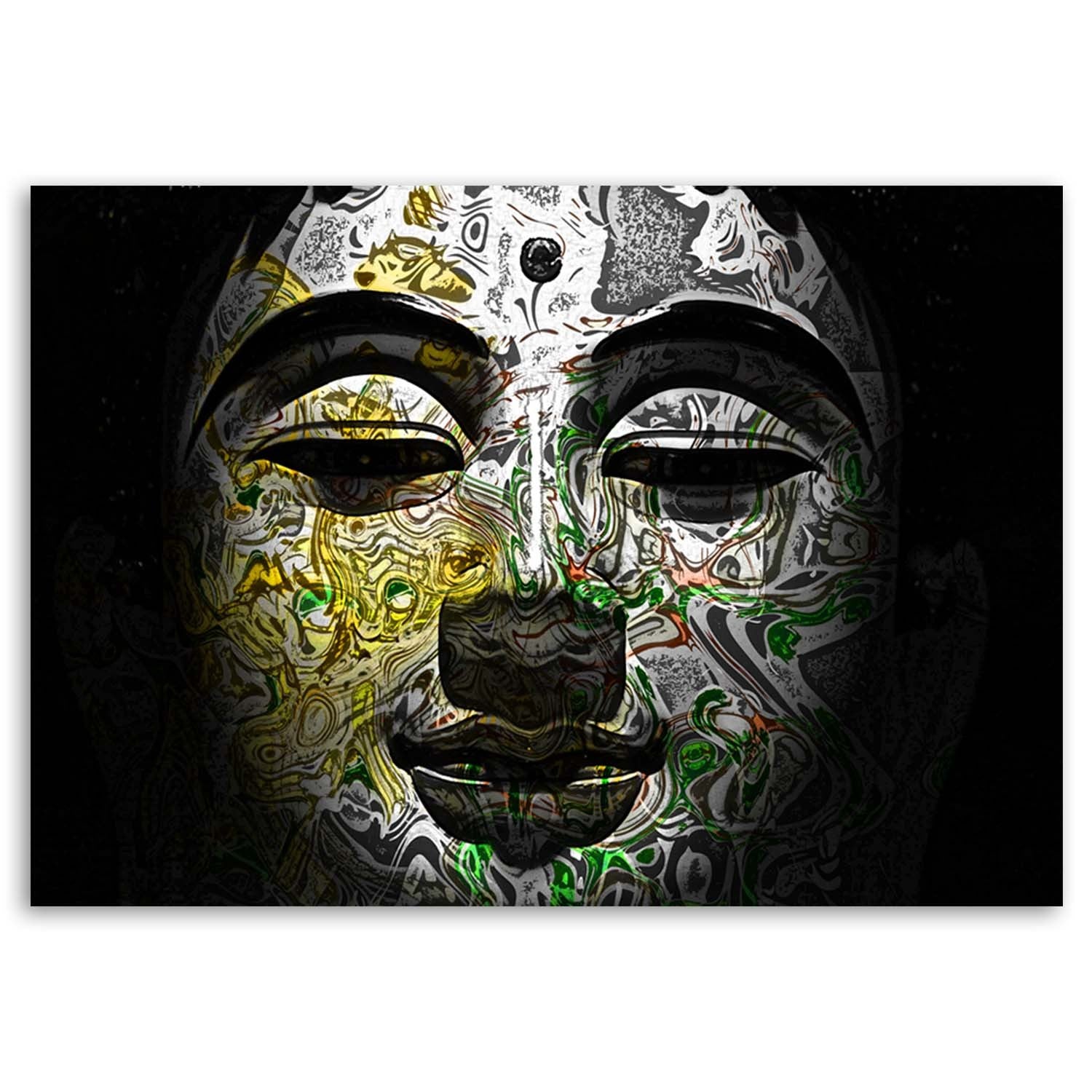 Deco panel, Buddha's face in patterns, 1-panel