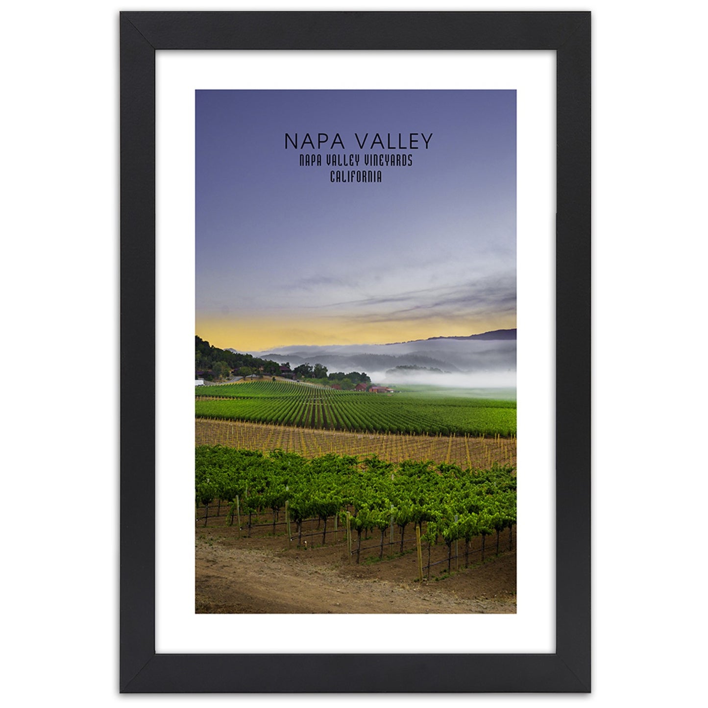 Picture in frame, Evening above napa valley