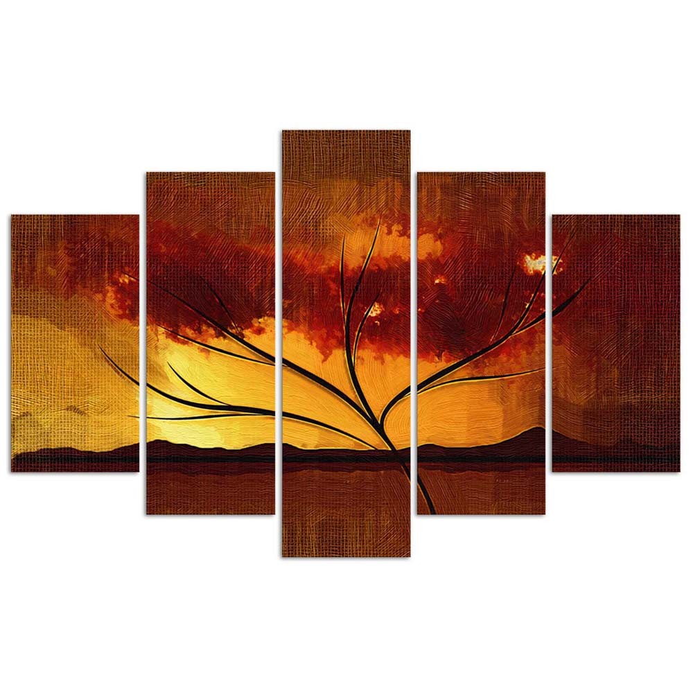 Deco panel, African tree, 5-piece