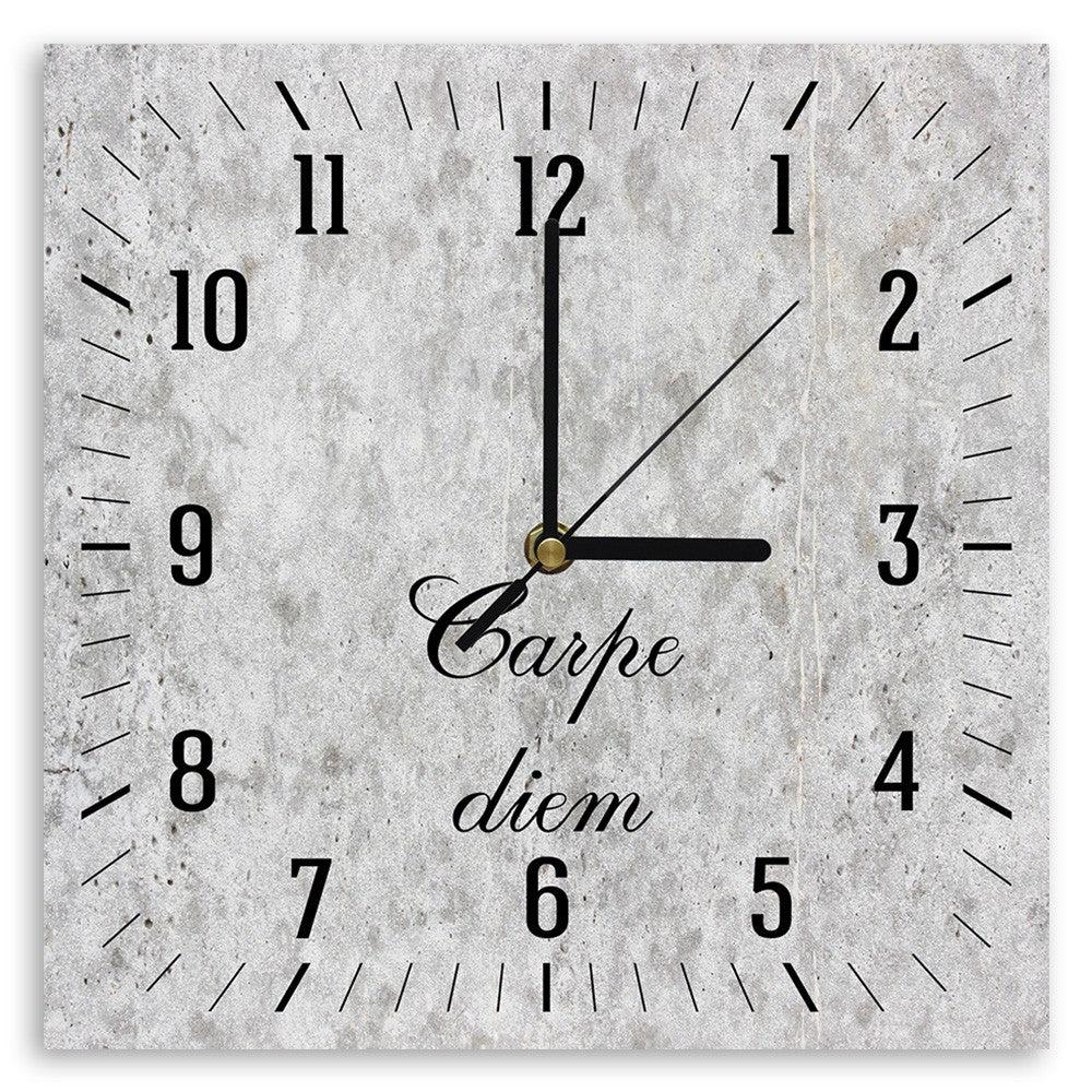 Wall clock, Carpe diem on a light stone