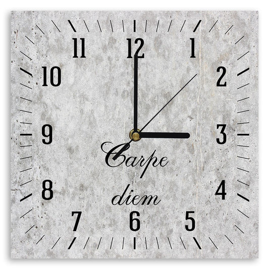 Wall clock, Carpe diem on a light stone