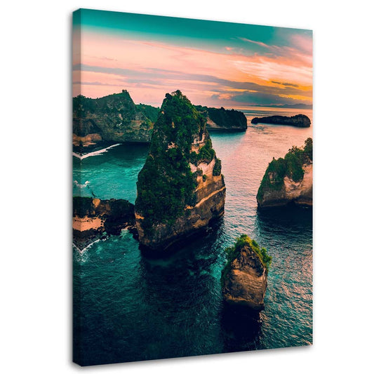 Canvas, Rocks in the turquoise ocean