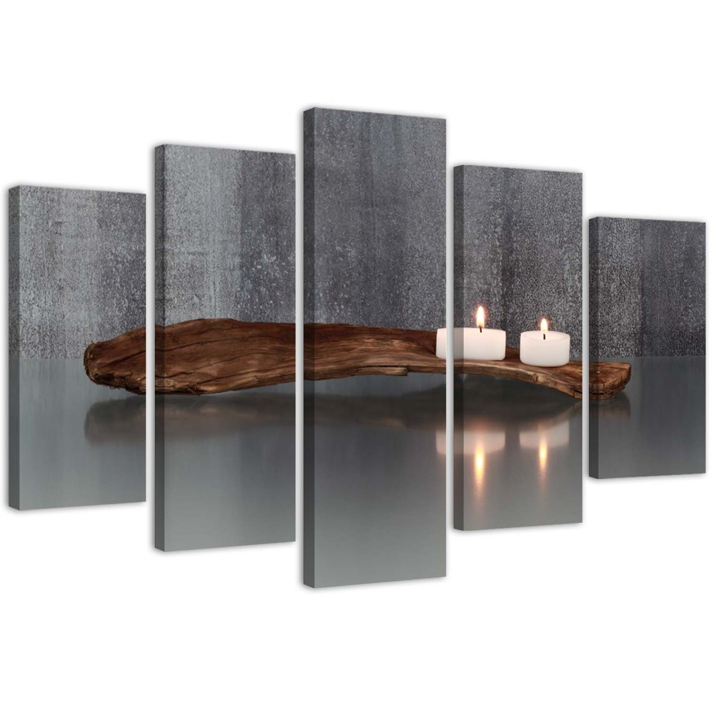 Canvas, Zen composition with candles and wood