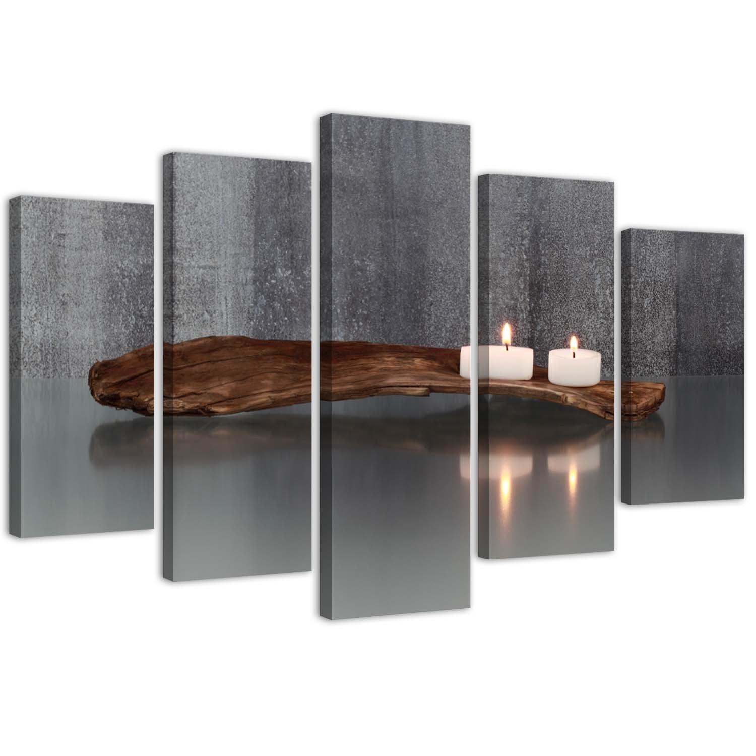 Canvas, Zen composition with candles and wood