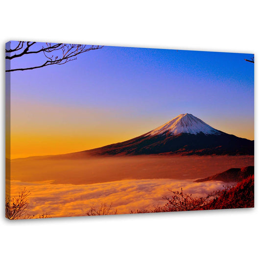 Canvas, Mount fuji bathed in sunlight