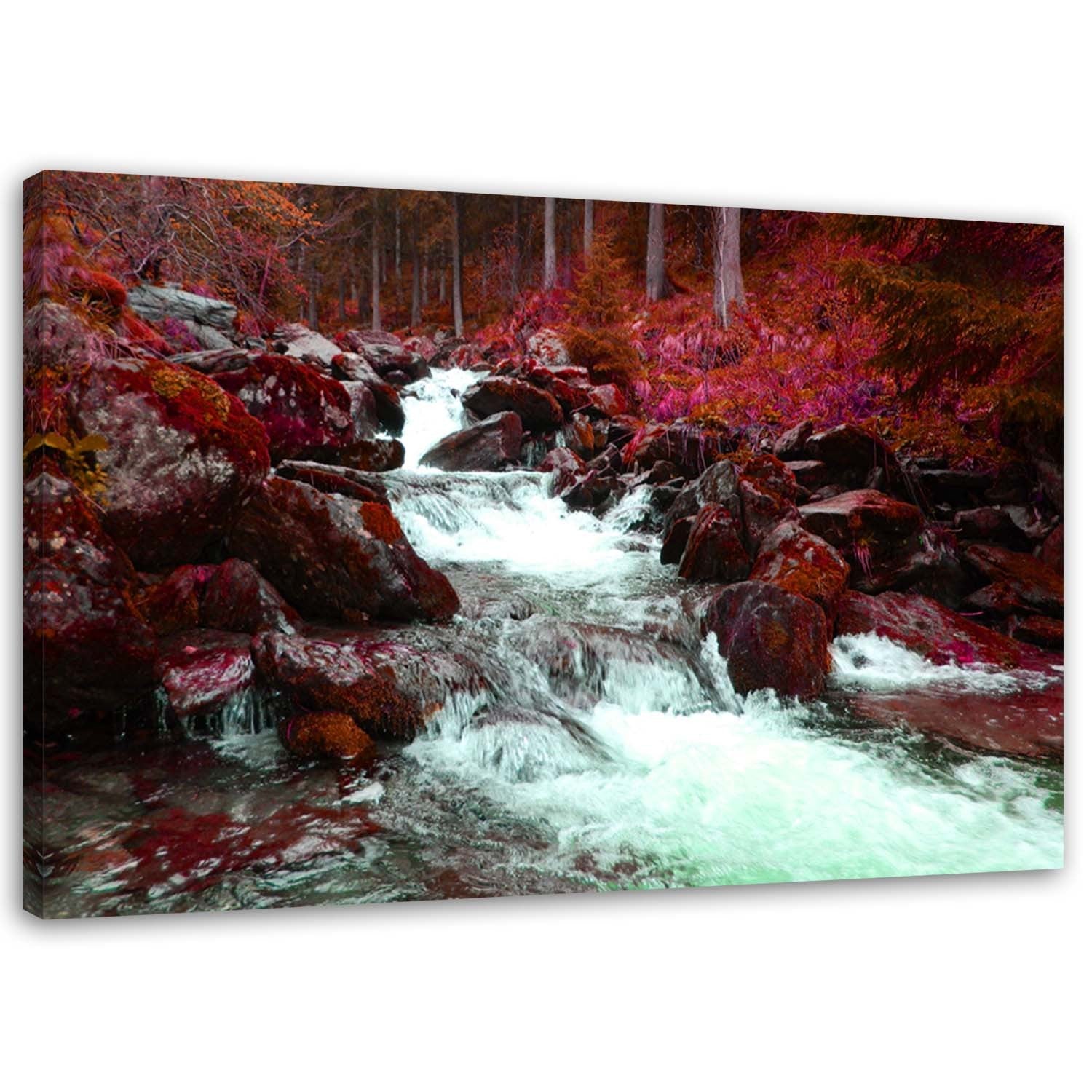 Canvas, Mountain stream in red