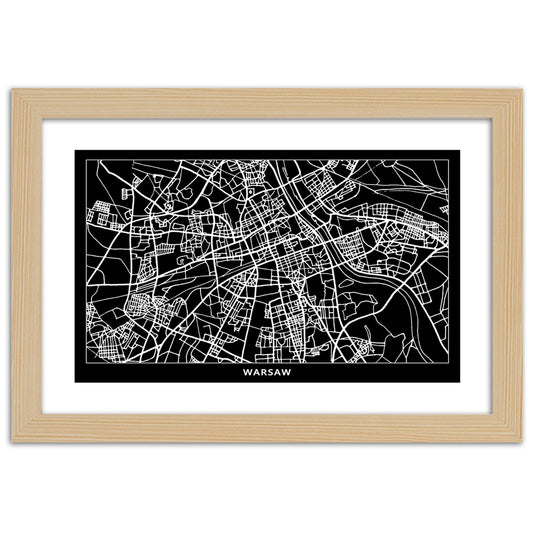 Picture in frame, City plan warsaw