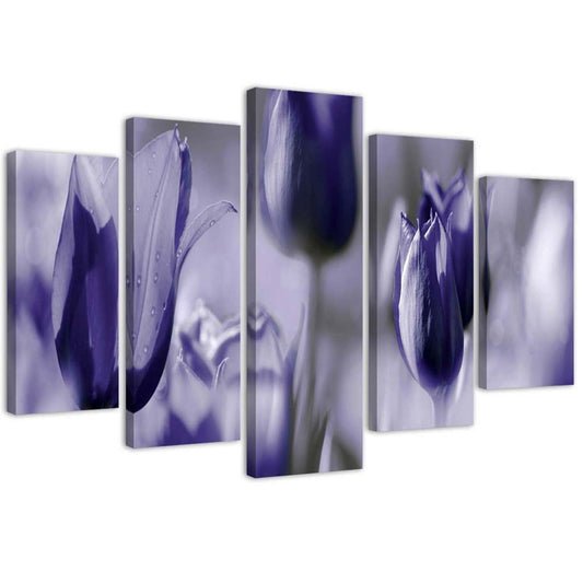 Canvas, Purple tulips in a meadow