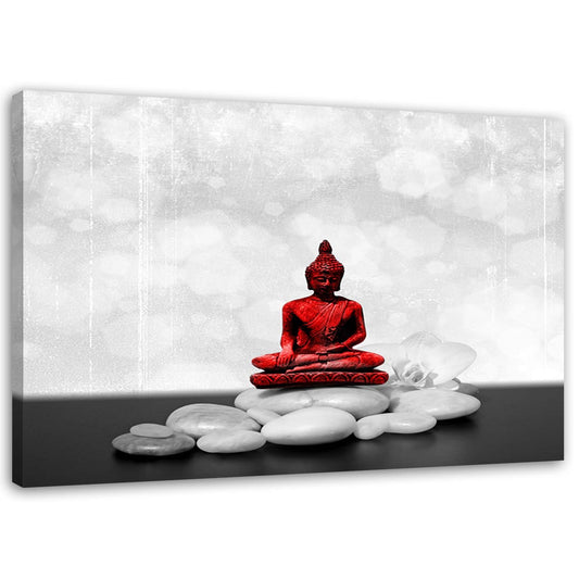 Canvas, Red buddha on the stones