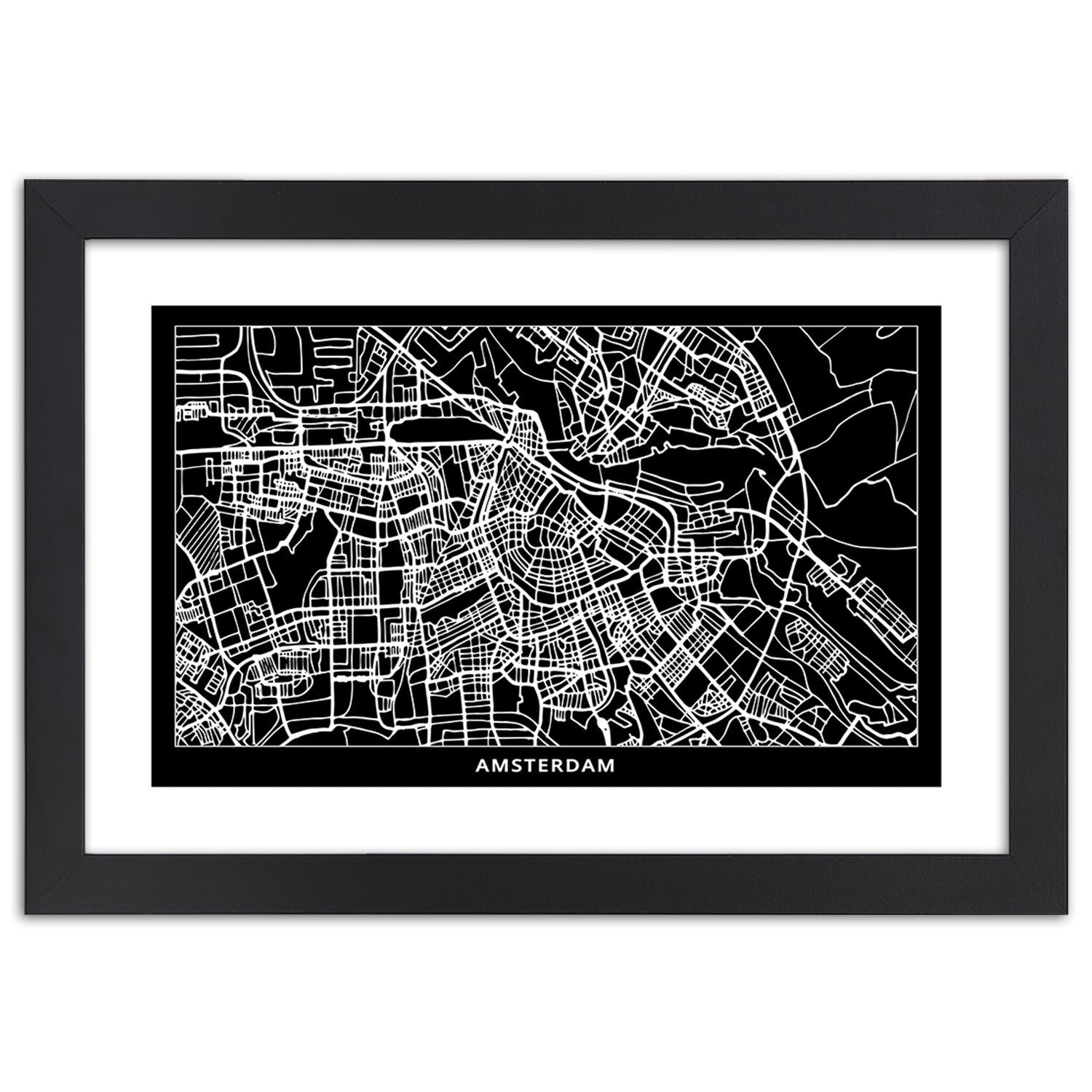 Picture in frame, City plan amsterdam