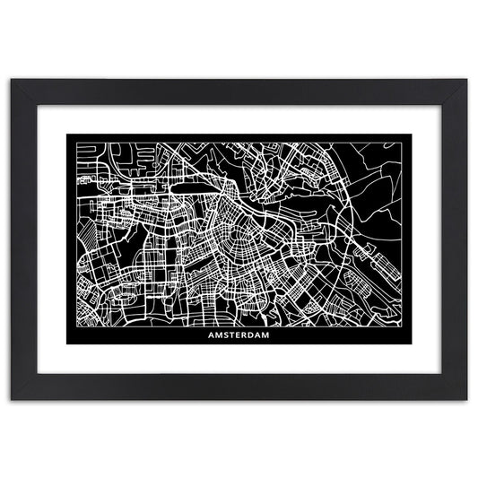 Picture in frame, City plan amsterdam