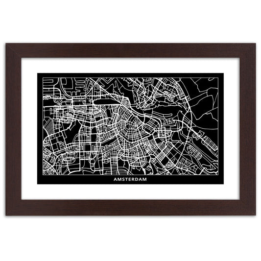 Picture in frame, City plan amsterdam