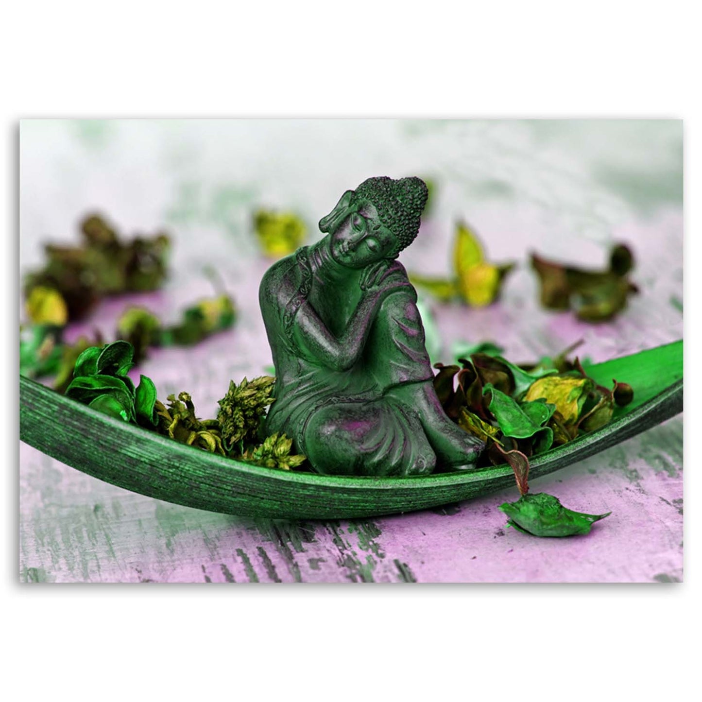 Deco panel, Buddha figure and petals, 1-panel